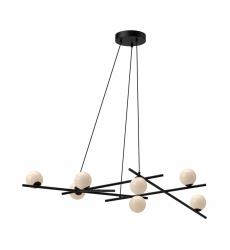 CH89854-BK/GO-UNV-Amara 54-in Black/Glossy Opal Glass LED Chandelier