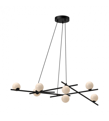 CH89854-BK/GO-UNV-Amara 54-in Black/Glossy Opal Glass LED Chandelier