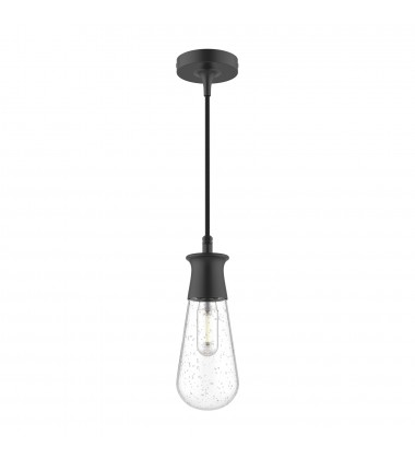  EP464001BKCB-Marcel 4-in Clear Bubble Glass/Textured Black 1 Light Exterior Pendant