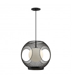  EP56913-BK/OP-Kona 13-in Black/Opal Glass 1 Light Exterior Pendant