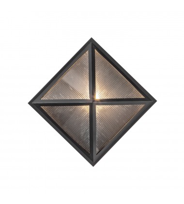  EW332511BKCR-Cairo 11-in Black/Ribbed Glass 1 Light Exterior Wall Sconce