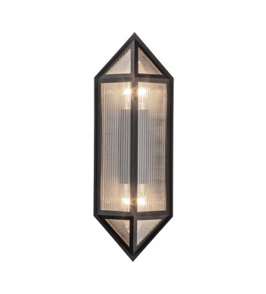  EW332705BKCR-Cairo 5-in Black/Ribbed Glass 2 Lights Exterior Wall Sconce