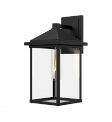  EW552007BKCL-Larchmont 6-in Clear Glass/Textured Black 1 Light Exterior Wall Sconce