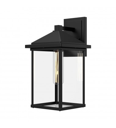 EW552007BKCL-Larchmont 6-in Clear Glass/Textured Black 1 Light Exterior Wall Sconce