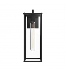  EW652707BKCL-Brentwood 17-in Clear Glass/Textured Black 1 Light Exterior Wall Sconce