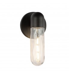  EW73210-BK/WC-Lima 10-in Black/Clear Water Glass 1 Light Exterior Wall