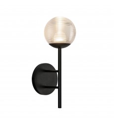  EW78513-BK/CR-Claremont 13-in Black/Clear Ribbed Glass LED Exterior Wall