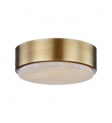  FM325108VBAR-5CCT-Blanco 8-in Vintage Brass/Alabaster LED Flush Mount