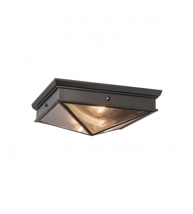  FM332615UBCR-Cairo 15-in Ribbed Glass/Urban Bronze 2 Lights Flush Mount