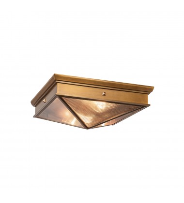  FM332615VBCR-Cairo 15-in Ribbed Glass/Vintage Brass 2 Lights Flush Mount