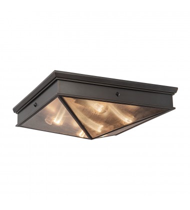  FM332919UBCR-Cairo 19-in Ribbed Glass/Urban Bronze 4 Lights Flush Mount