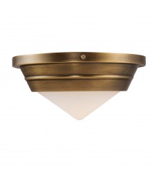  FM348010VBOP-Willard 10-in Vintage Brass/Opal Matte Glass 1 Light Flush Mount