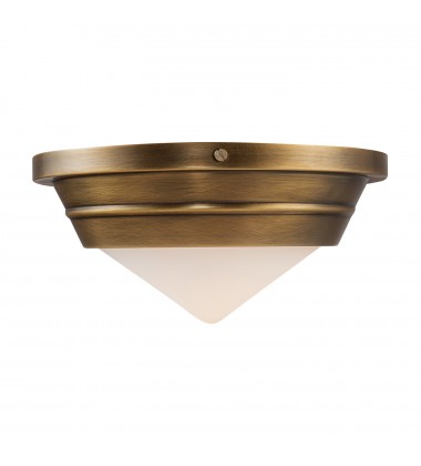  FM348010VBOP-Willard 10-in Vintage Brass/Opal Matte Glass 1 Light Flush Mount