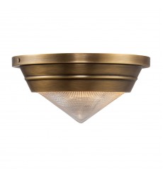  FM348010VBPG-Willard 10-in Vintage Brass/Prismatic Glass 1 Light Flush Mount
