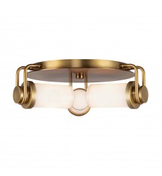  FM355317VBGO-Wynwood 17-in Vintage Brass/Glossy Opal 3 Lights Flush Mount