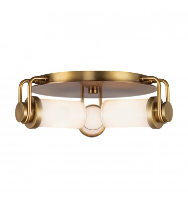  FM355317VBGO-Wynwood 17-in Vintage Brass/Glossy Opal 3 Lights Flush Mount