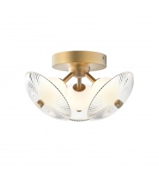FM417604BGCR-Hera 12-in Brushed Gold/Clear Ribbed Glass LED Flush Mount FM417604BGCR-Hera 12-in Brushed Gold/Clear Ribbed Glass LED Flush Mount