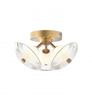 FM417604BGCR-Hera 12-in Brushed Gold/Clear Ribbed Glass LED Flush Mount FM417604BGCR-Hera 12-in Brushed Gold/Clear Ribbed Glass LED Flush Mount