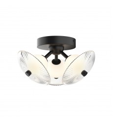 FM417604MBCR-Hera 12-in Matte Black/Clear Ribbed Glass LED Flush Mount FM417604MBCR-Hera 12-in Matte Black/Clear Ribbed Glass LED Flush Mount