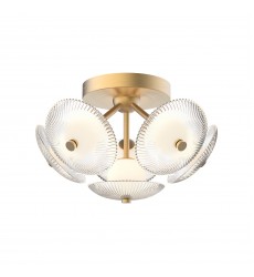 FM417606BGCR-Hera 16-in Brushed Gold/Clear Ribbed Glass LED Flush Mount FM417606BGCR-Hera 16-in Brushed Gold/Clear Ribbed Glass LED Flush Mount