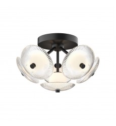 FM417606MBCR-Hera 16-in Matte Black/Clear Ribbed Glass LED Flush Mount FM417606MBCR-Hera 16-in Matte Black/Clear Ribbed Glass LED Flush Mount