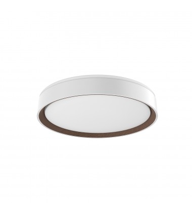  FM43916-WH/WT-5CCT-Essex 16-in White/Walnut LED Flush Mount