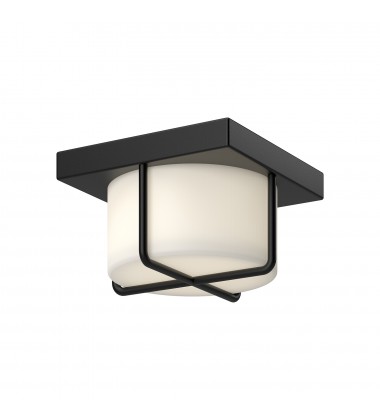  FM45907-BK/OP-Regalo 7-in Black/Opal Glass LED Flush Mount