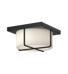  FM45910-BK/OP-Regalo 10-in Black/Opal Glass LED Flush Mount