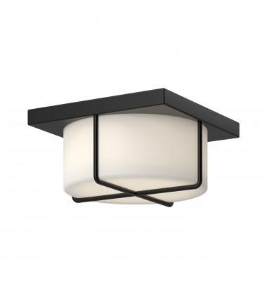  FM45910-BK/OP-Regalo 10-in Black/Opal Glass LED Flush Mount