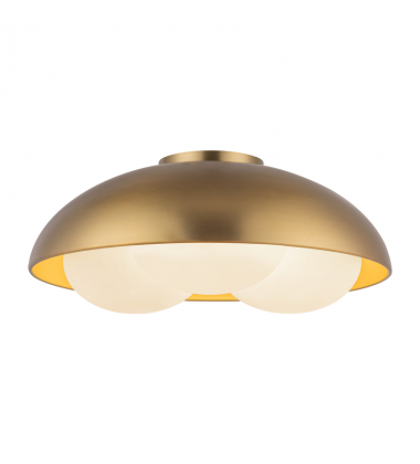FM495316BGOP-Robyn 16-in Brushed Gold/Opal Glass Socket Flush Mount