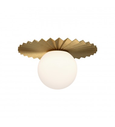  FM501212BGOP-Plume 12-in Brushed Gold/Opal Matte Glass 1 Light Flush Mount