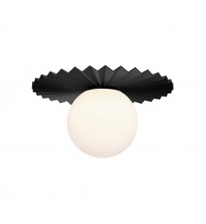  FM501212MBOP-Plume 12-in Matte Black/Opal Matte Glass 1 Light Flush Mount