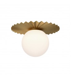  FM501214BGOP-Plume 14-in Brushed Gold/Opal Matte Glass 1 Light Flush Mount