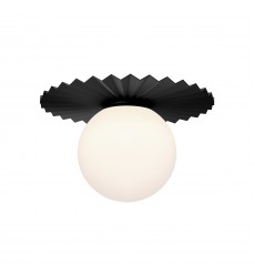  FM501214MBOP-Plume 14-in Matte Black/Opal Matte Glass 1 Light Flush Mount