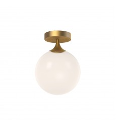  FM505108AGOP-Nouveau 8-in Aged Gold/Opal Matte Glass 1 Light Flush Mount