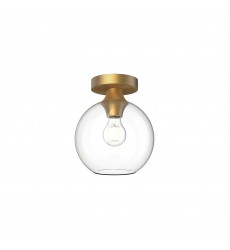  FM506108AGCL-Castilla 8-in Aged Gold/Clear Glass 1 Light Flush Mount