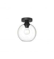  FM506108MBCL-Castilla 8-in Clear Glass/Matte Black 1 Light Flush Mount