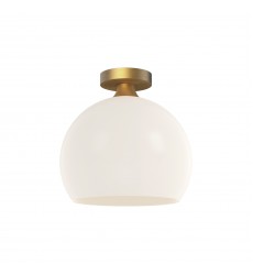  FM506312AGOP-Castilla 12-in Aged Gold/Opal Matte Glass 1 Light Flush Mount
