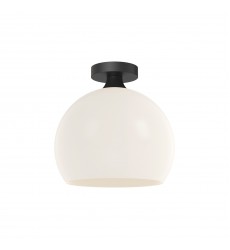  FM506312MBOP-Castilla 12-in Matte Black/Opal Matte Glass 1 Light Flush Mount
