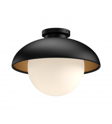  FM522012MBOP-Rubio 11-in Matte Black/Opal Matte Glass 1 Light Flush Mount