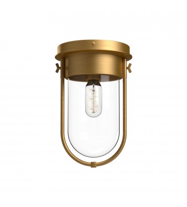  FM539008AGCL-Cyrus 8-in Aged Gold/Clear Glass 1 Light Flush Mount