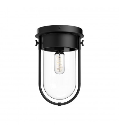  FM539008MBCL-Cyrus 8-in Clear Glass/Matte Black 1 Light Flush Mount