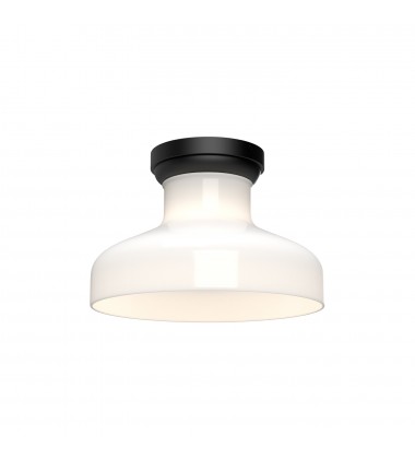  FM540011MBGO-Westlake 11-in Glossy Opal Glass/Matte Black 1 Light Flush Mount