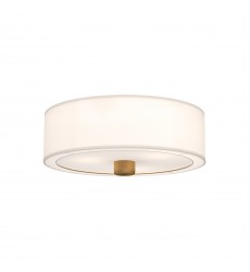  FM547924AGWL-Theo 24-in Aged Gold/White Linen 3 Lights Flush Mount