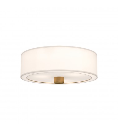  FM547924AGWL-Theo 24-in Aged Gold/White Linen 3 Lights Flush Mount