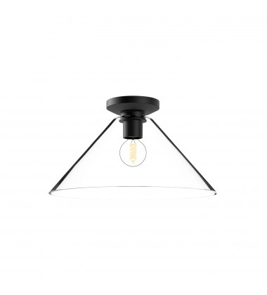  FM570314MBCL-Salem 14-in Clear Glass/Matte Black 1 Light Flush Mount