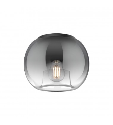  FM57508-BK/SM-Samar 8-in Black/Smoked 1 Light Flush Mount