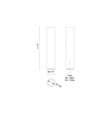 LD2-FM12W12-3024-BK-UNV-010-Lorna 11-in (2-in Dia.) 24 Degree Optic Black LED Flush Mount LD2-FM12W12-3024-BK-UNV-010-Lorna 11-in (2-in Dia.) 24 Degree Optic Black LED Flush Mount