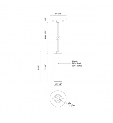 LD2-PD08W10-3015-WH-UNV-010-Lorna 8-in (2-in Dia.) 15 Degree Optic White LED Pendant LD2-PD08W10-3015-WH-UNV-010-Lorna 8-in (2-in Dia.) 15 Degree Optic White LED Pendant