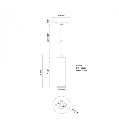 LD2-PD08W10-3050-BK-UNV-010-Lorna 8-in (2-in Dia.) 50 Degree Optic Black LED Pendant LD2-PD08W10-3050-BK-UNV-010-Lorna 8-in (2-in Dia.) 50 Degree Optic Black LED Pendant